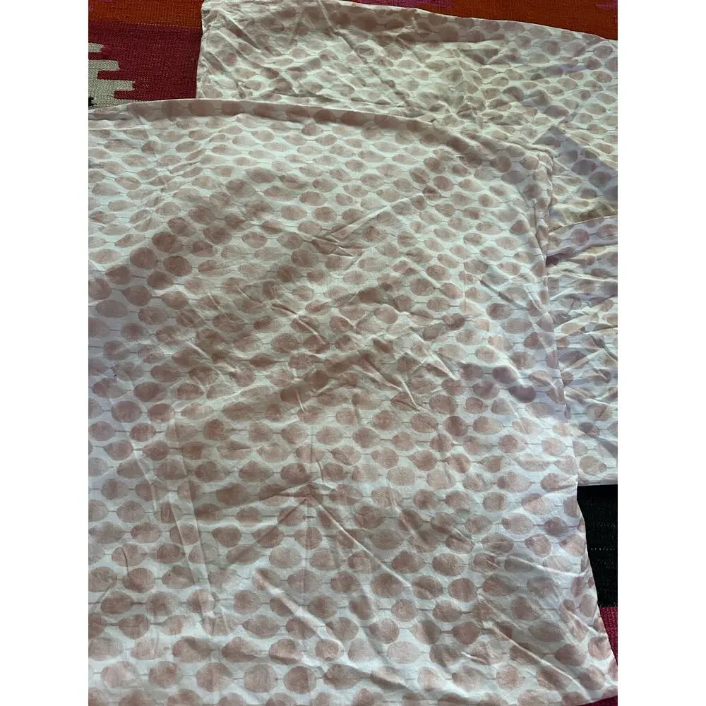 West Elm Stamped Dot Duvet Cover Set Rosette Blush Queen Full 2 euro Shams Pink